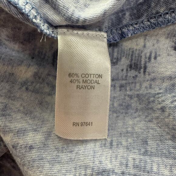 Pure Jill Popover Top Womens Large 3/4 Sleeve Blue Floral V-Neck Cotton Modal - Picture 5 of 7